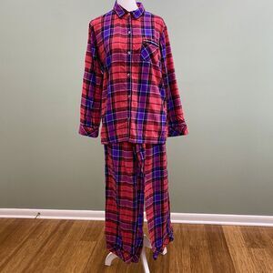 Victorias Secret Pajamas Womens Medium Plaid Flannel 2 pc Lightweight Sleep